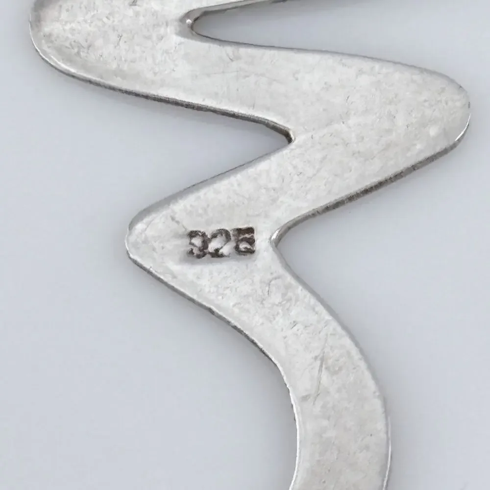 Vintage Sterling Silver 925 Zigzag Brooch